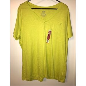 18W-20W Women’s Yellow V-Neck T-Shirt